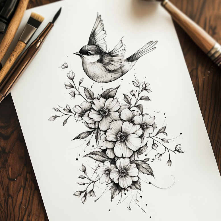 realistic-face – tattoo design ideas free ai generated – refined-contrast – for-upper-thigh – Gallery: faces-inkby-ai