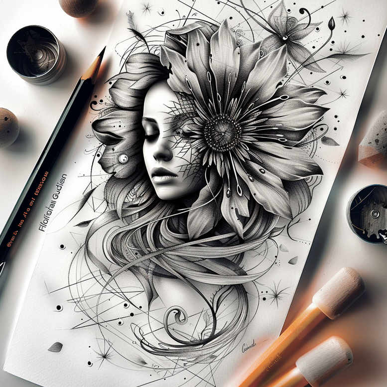faces tattoo design ideas black-and-white bold outlines for abdomen