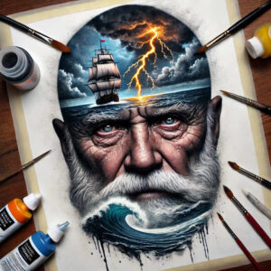 faces tattoo design ideas Realim light and shadow play detailed determination and power