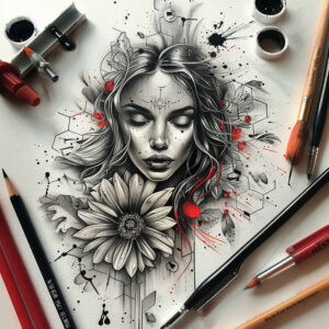 faces tattoo design ideas sharp contrast detailed symbol of perseverance
