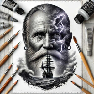 faces tattoo design ideas Surrealism ethereal glow expressive for upper arm