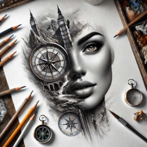 faces tattoo design ideas naturalistic mysterious for lower back