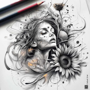 faces tattoo design ideas solid blacks symmetrical represents endurance