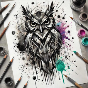 abstract-graphic – tattoo design ideas free ai generated – 3d-geometry – for-arm – Gallery: graphic-inkby-ai