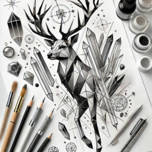 graphic-texture – tattoo design ideas free ai generated – hexagonal-symmetry – for-temple – Gallery: graphic-inkby-ai