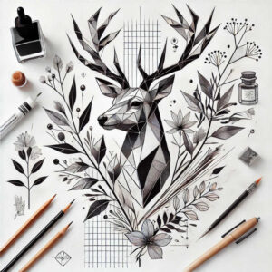 spatial-graphic – tattoo design ideas free ai generated – recursive-form – for-side – Gallery: graphic-inkby-ai
