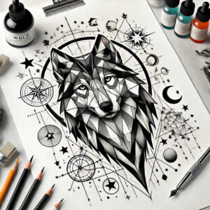 stylized-graphic – tattoo design ideas free ai generated – star-polygon – for-chest – Gallery: graphic-inkby-ai