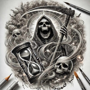 grim-reaper – tattoo design ideas free ai generated – realism-smooth-gradients – for-scapula – Gallery: grim-reaper-inkby-ai
