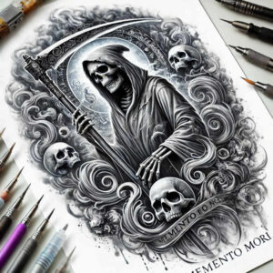 reaper-and-time-for-men – tattoo design ideas free ai generated – abyss – for-scapula – Gallery: grim-reaper-inkby-ai