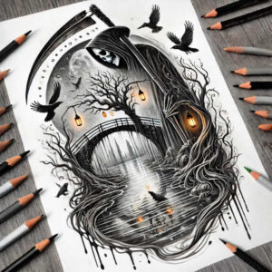 shadowy-figure – tattoo design ideas free ai generated – realism-emotional-depth – for-chest – Gallery: grim-reaper-inkby-ai