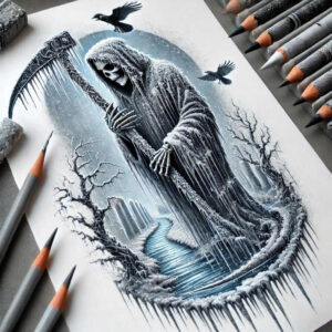 grim-reaper tattoo design ideas geometric dark silhouette for chest
