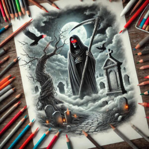 grim-reaper tattoo design ideas moody death symbol for lower chest