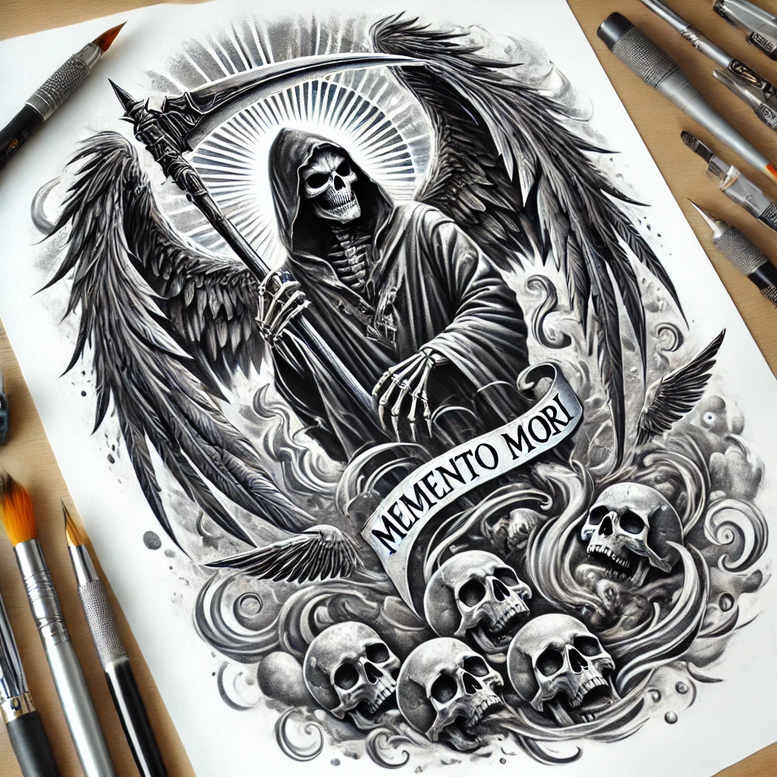 grim-reaper tattoo design ideas Surrealism abstract forms reaper for back