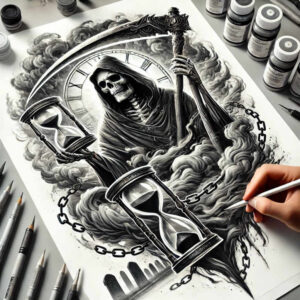 grim-reaper tattoo design ideas clean lines sinister for side torso