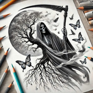 grim-reaper tattoo design ideas rich blacks skeletal for elbow