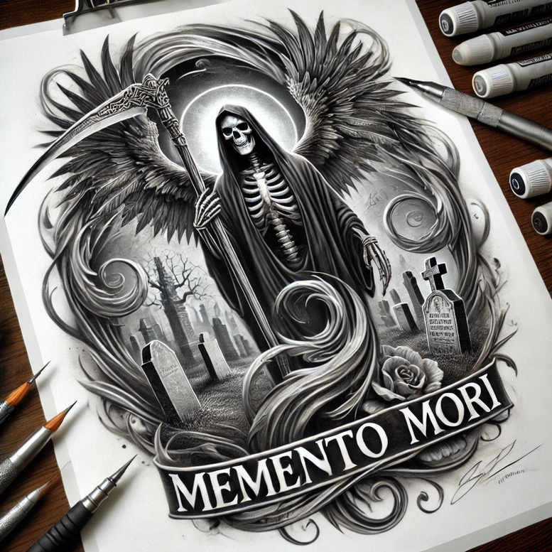 grim-reaper tattoo design ideas vintage influence symbolic for behind ear