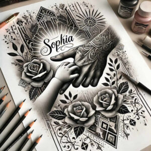 clasped-hands – tattoo design ideas free ai generated – surrealism-distorted-reality – for-lower-back – Gallery: hands-inkby-ai