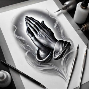 hands-and-calm – tattoo design ideas free ai generated – surrealism-distorted-perspective – for-upper-shoulder – Gallery: hands-inkby-ai