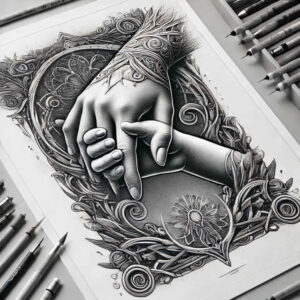 hands-with-heart – tattoo design ideas free ai generated – realism-textured-skin – for-triceps – Gallery: hands-inkby-ai