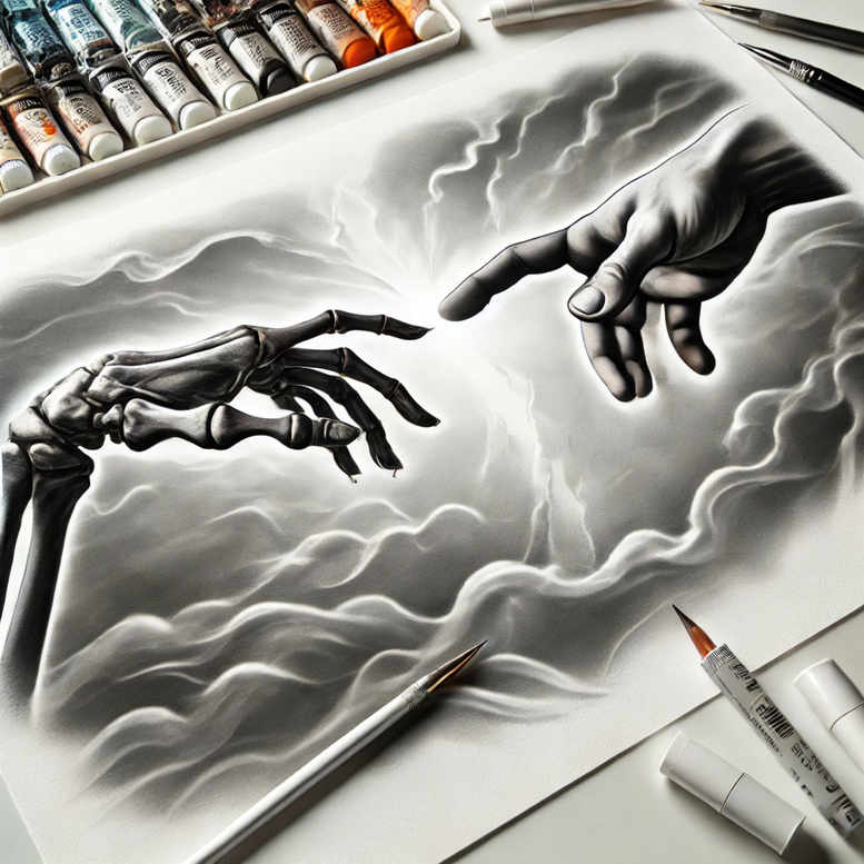 hands tattoo design ideas Surrealism distorted reality delicate lines stands for determination
