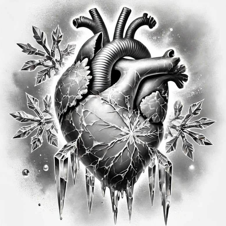 heart-with-droplets – tattoo design ideas free ai generated – neotraditional-artful-color – for-wrist – Gallery: hearts-inkby-ai