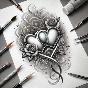 hearts tattoo design ideas Realism blended gradients beat represents resilience