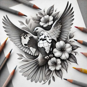 spiritual-presence – tattoo design ideas free ai generated – neotraditional-bold-color – for-chest – Gallery: holy-spirit-inkby-ai