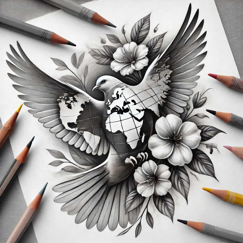 spiritual-presence – tattoo design ideas free ai generated – neotraditional-bold-color – for-chest – Gallery: holy-spirit-inkby-ai