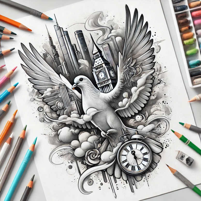 holy-spirit tattoo design ideas Surrealism translucent layers light rays symbol of courage