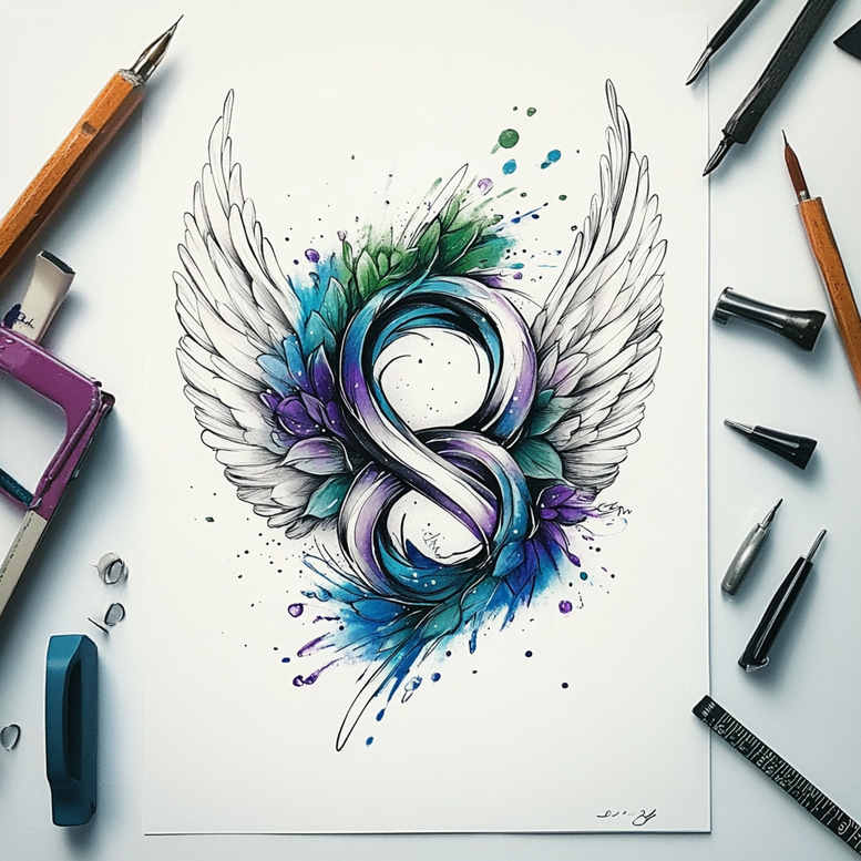infinity-with-waves-tattoo-dotwork-for-back – tattoo design ideas free ai generated – Gallery: infinity-signs-inkby-ai