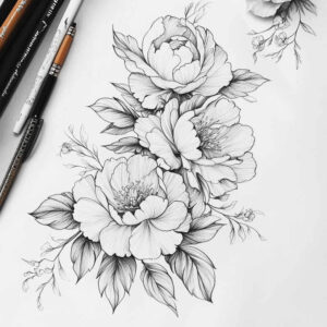 Delikatne kwiaty - Free tattoo design ideas ai genereted - inkby.ai