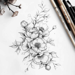 Delikatne kwiaty - Free tattoo design ideas ai genereted - inkby.ai