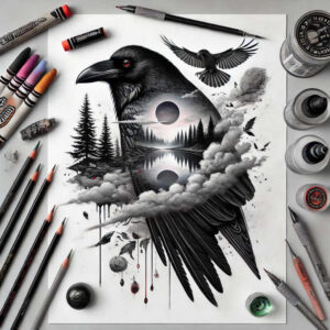 Kruki i wrony - Free tattoo design ideas ai genereted - inkby.ai