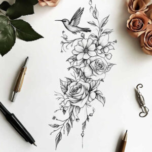 Delikatne kwiaty - Free tattoo design ideas ai genereted - inkby.ai