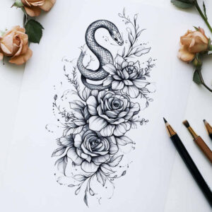 Delikatne kwiaty - Free tattoo design ideas ai genereted - inkby.ai