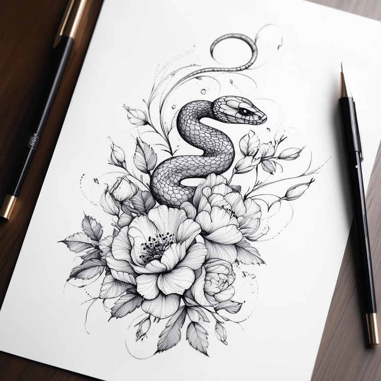 Delikatne kwiaty - Free tattoo design ideas ai genereted - inkby.ai