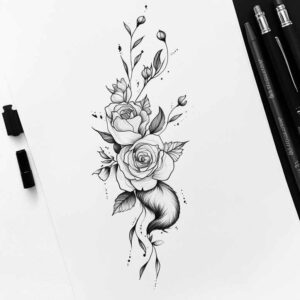 Delikatne kwiaty - Free tattoo design ideas ai genereted - inkby.ai