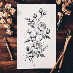 Delikatne kwiaty - Free tattoo design ideas ai genereted - inkby.ai