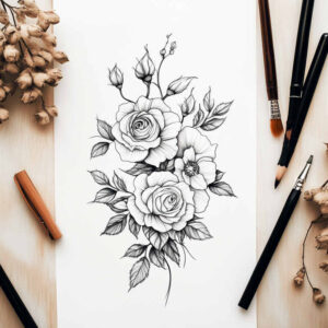 Delikatne kwiaty - Free tattoo design ideas ai genereted - inkby.ai