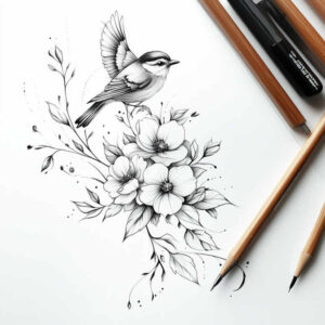 Delikatne kwiaty - Free tattoo design ideas ai genereted - inkby.ai