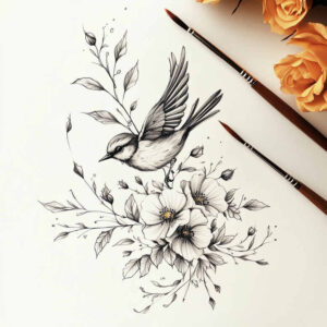 Delikatne kwiaty - Free tattoo design ideas ai genereted - inkby.ai