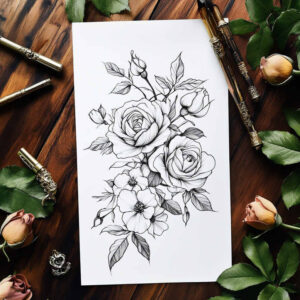 Delikatne kwiaty - Free tattoo design ideas ai genereted - inkby.ai