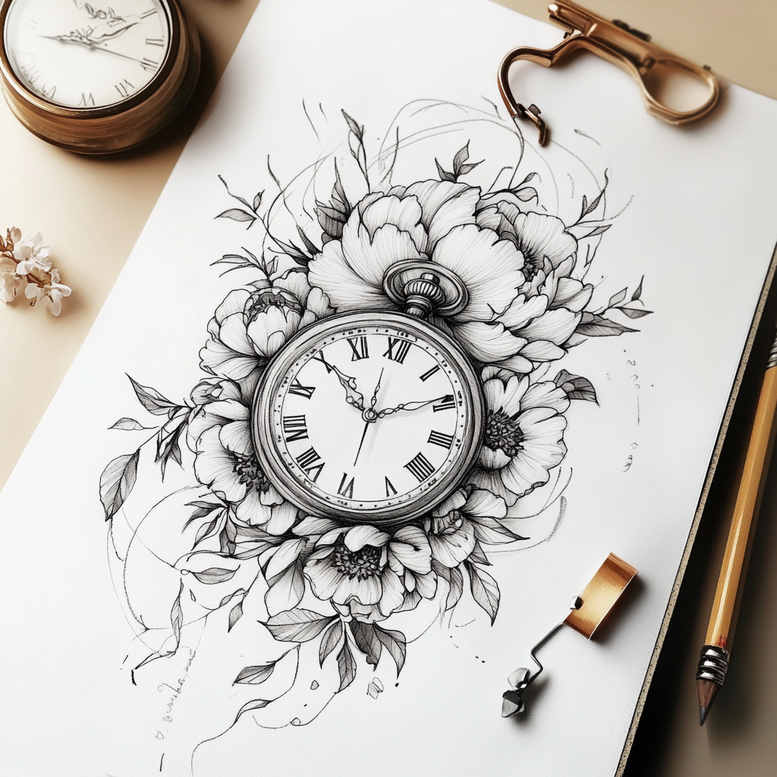 Delikatne kwiaty - Free tattoo design ideas ai genereted - inkby.ai