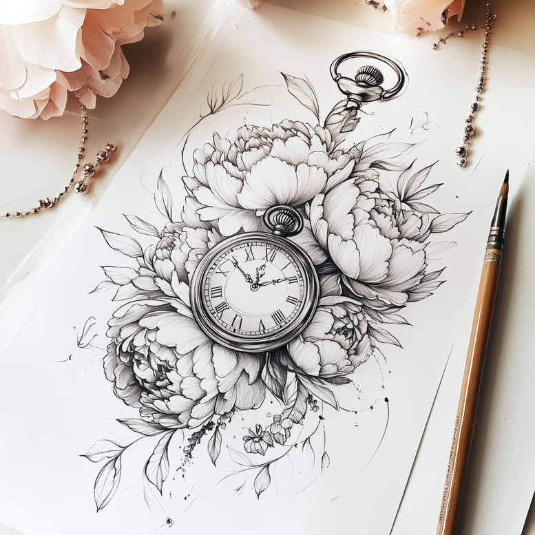 Delikatne kwiaty - Free tattoo design ideas ai genereted - inkby.ai