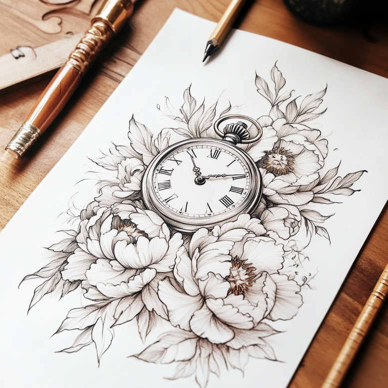 Delikatne kwiaty - Free tattoo design ideas ai genereted - inkby.ai