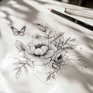Delikatne kwiaty - Free tattoo design ideas ai genereted - inkby.ai
