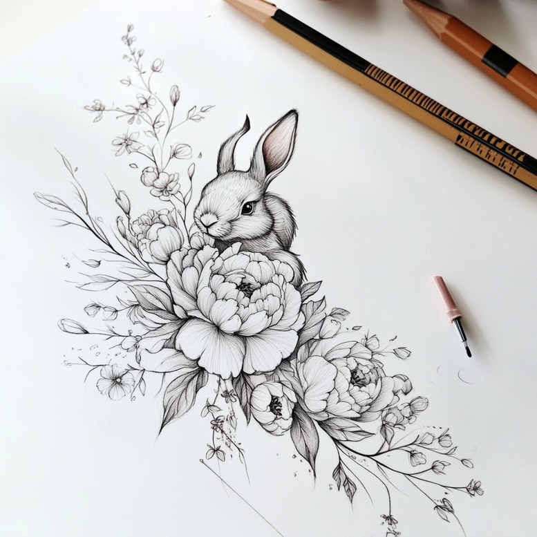 Delikatne kwiaty - Free tattoo design ideas ai genereted - inkby.ai