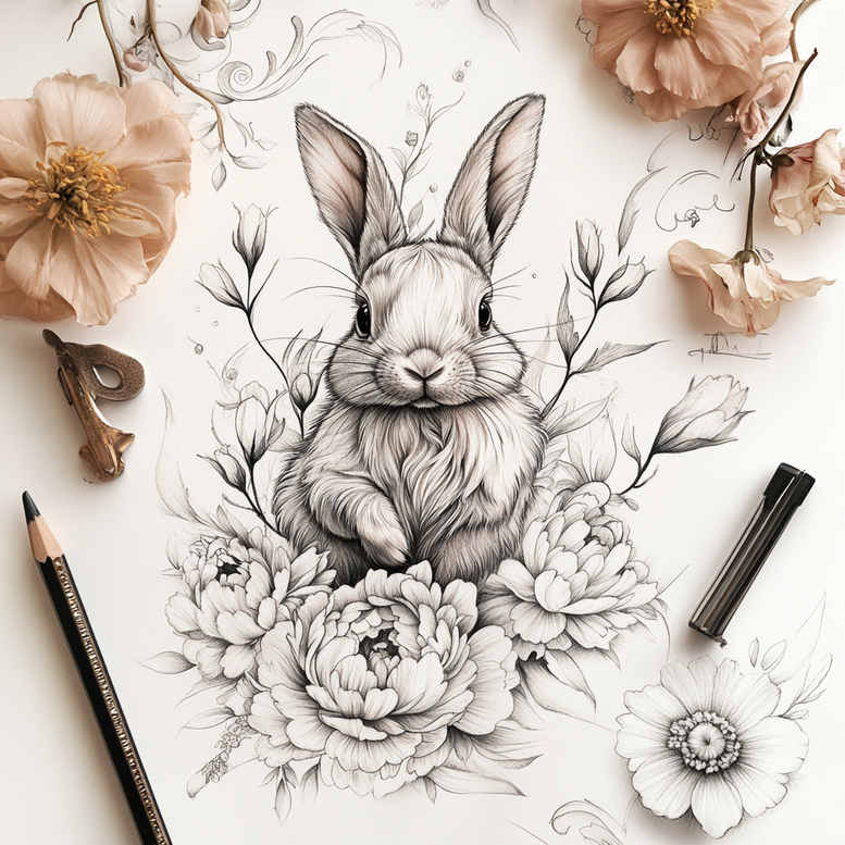 Delikatne kwiaty - Free tattoo design ideas ai genereted - inkby.ai