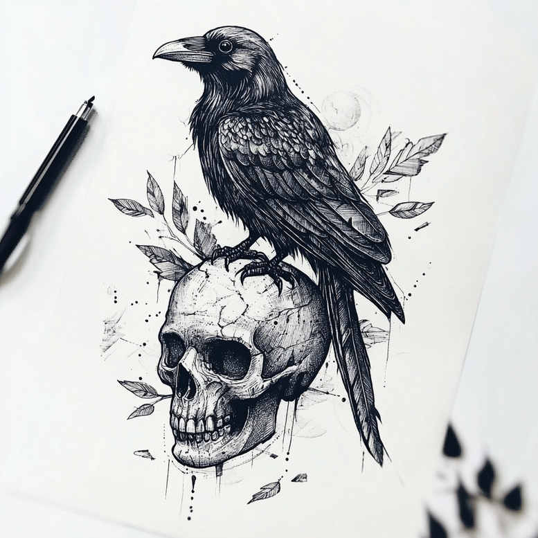 Kruki i wrony - Free tattoo design ideas ai genereted - inkby.ai