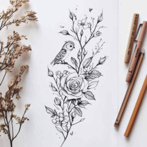 Delikatne kwiaty - Free tattoo design ideas ai genereted - inkby.ai